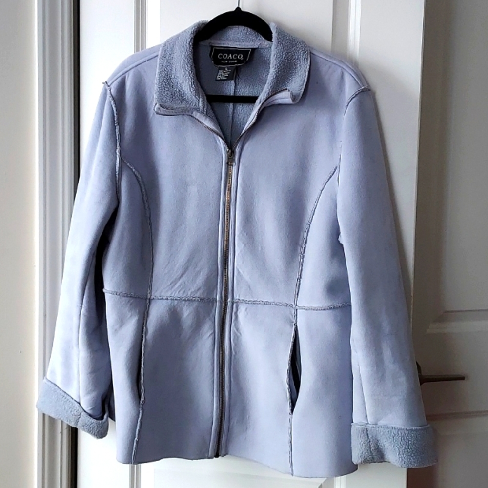 Coaco New York long sleeve zippered w/pockets coat large blue